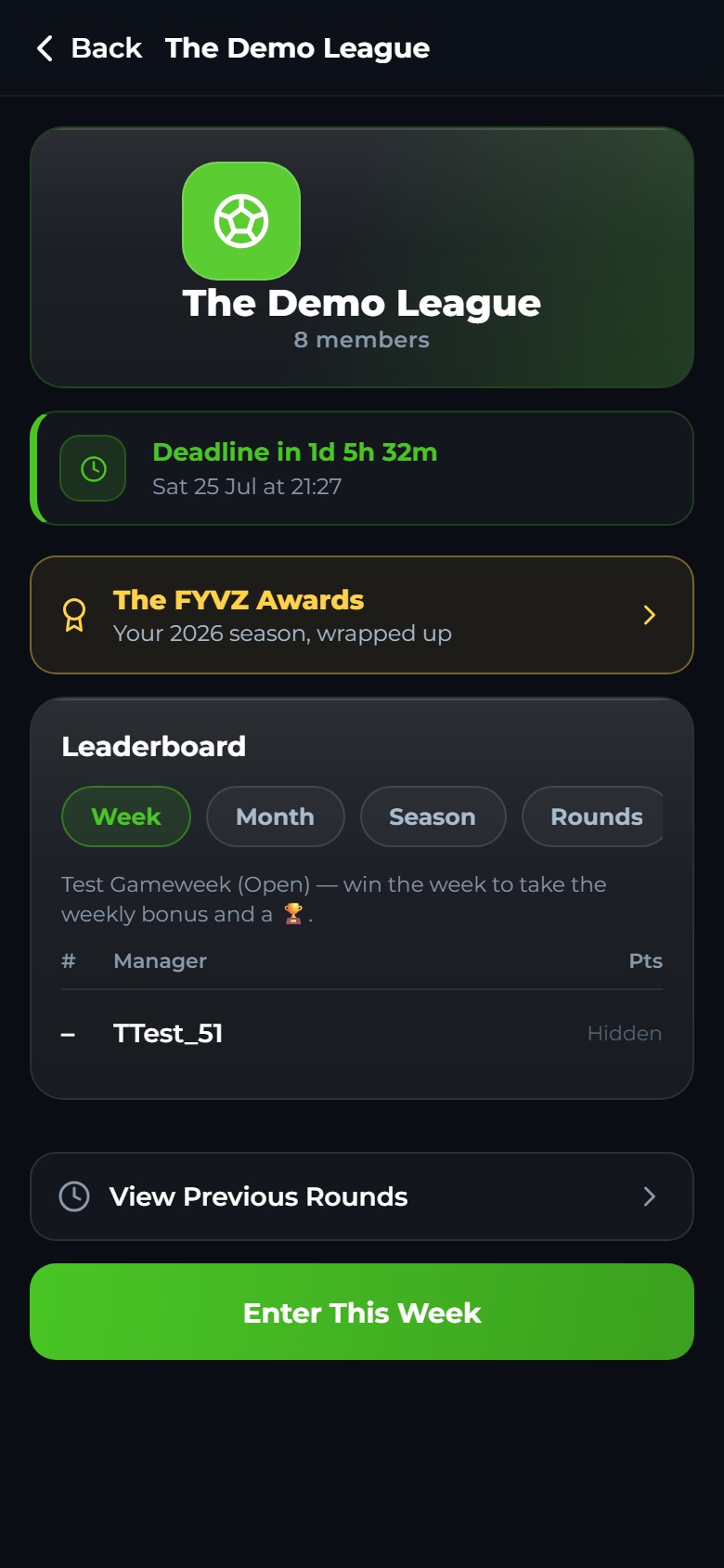 FYVZ Pubs & venues league